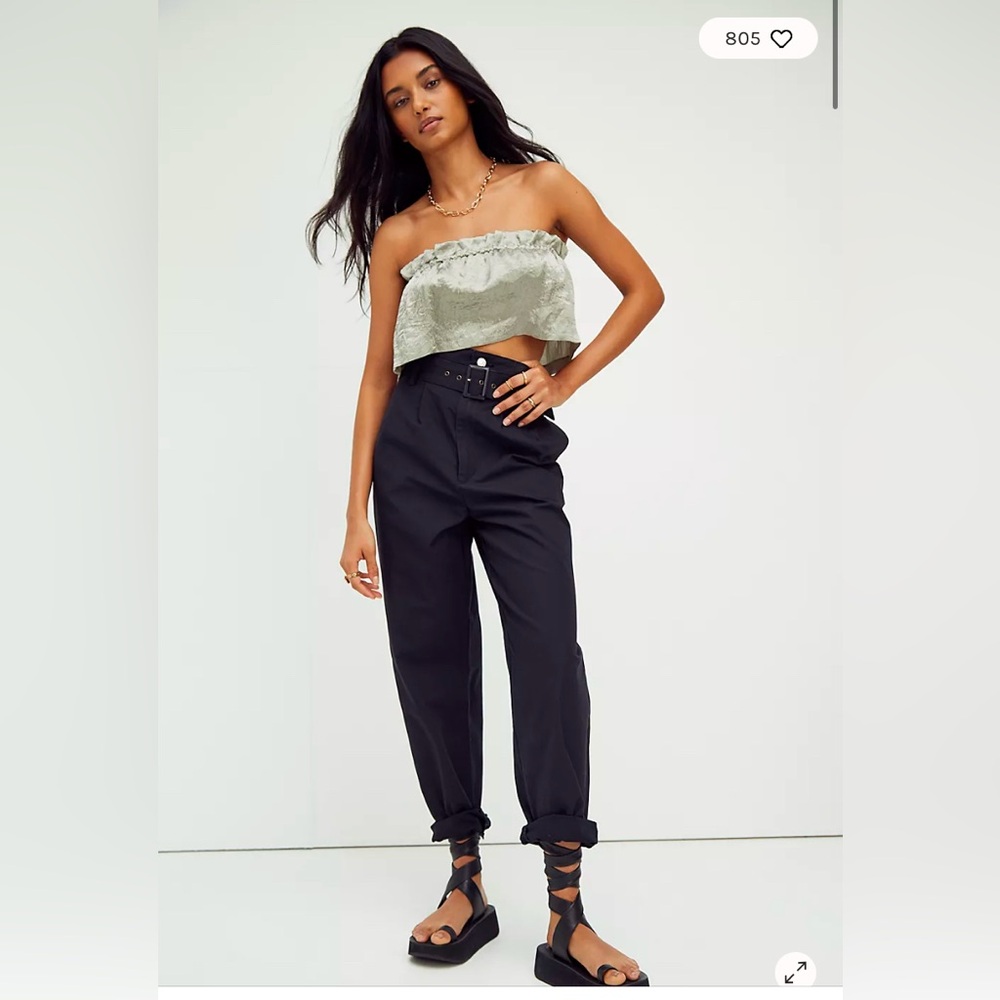 Free People Levi's Tailor High Loose Tapered Pants Caviar Navy Color Size 27